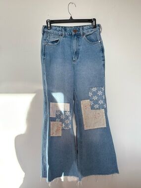 Wrangler x BILLABONG Patchwork Light Wash Denim Flare Jeans